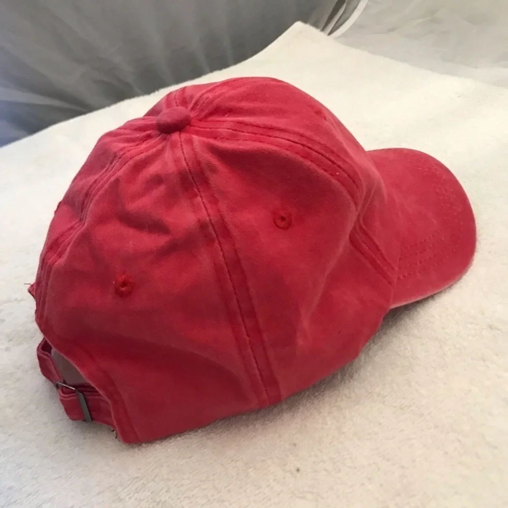 Adult Adjustable Red Cotton Ball Cap